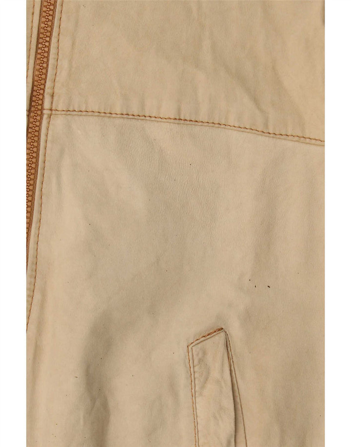 Vintage Γυναικείο Bomber Δερμάτινο Μπουφάν UK 14 Medium Beige