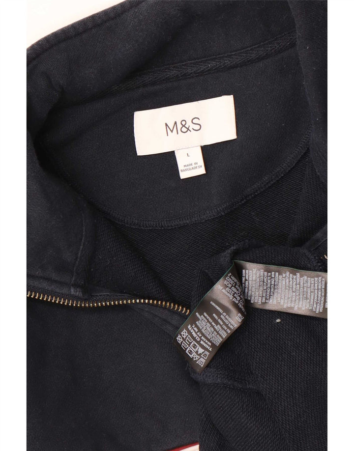 Marks & Spencer Ανδρικό φούτερ με φερμουάρ πουκάμισο με μεγάλο μπλε ναυτικό χρώμα