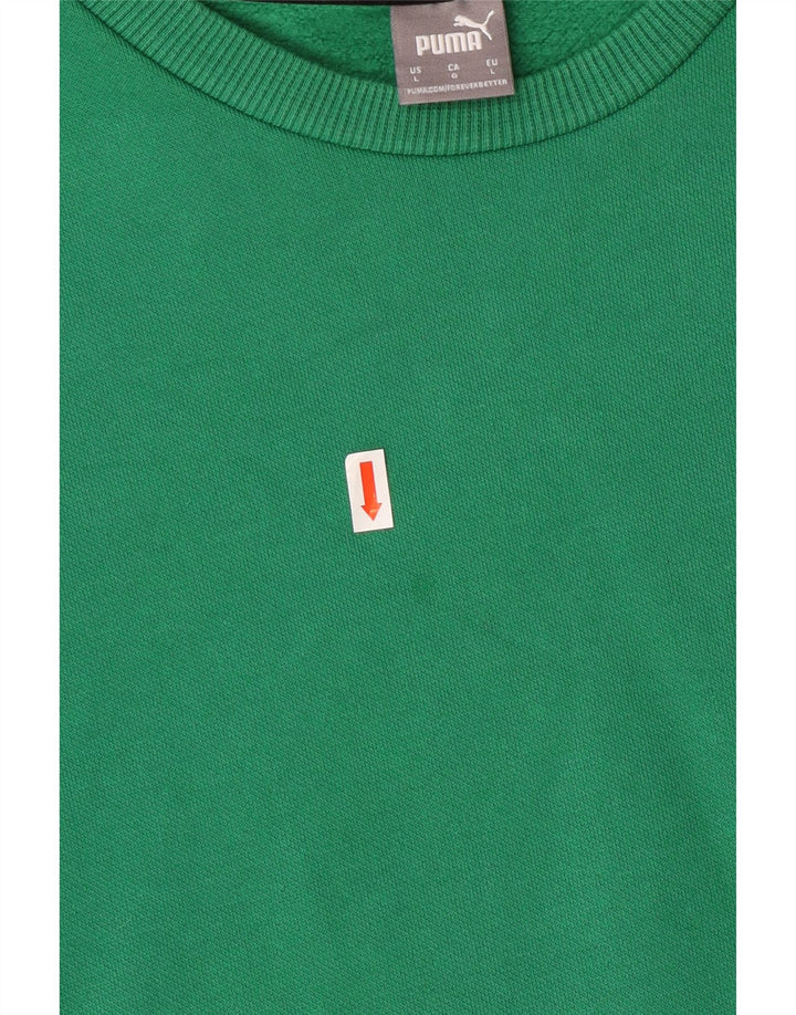 PUMA Womens Sweatshirt Jumper UK 16 Large Green Cotton Vintage Puma and Second-Hand Puma from Messina Hembry 