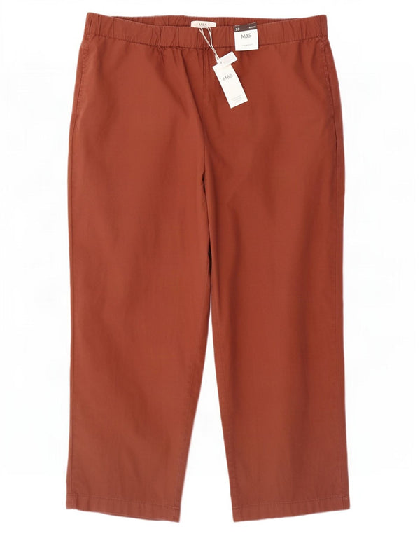 Marks & Spencer Γυναικείο Ψηλόμεσο Παντελόνι UK 20 2XL W40 L26 Καφέ