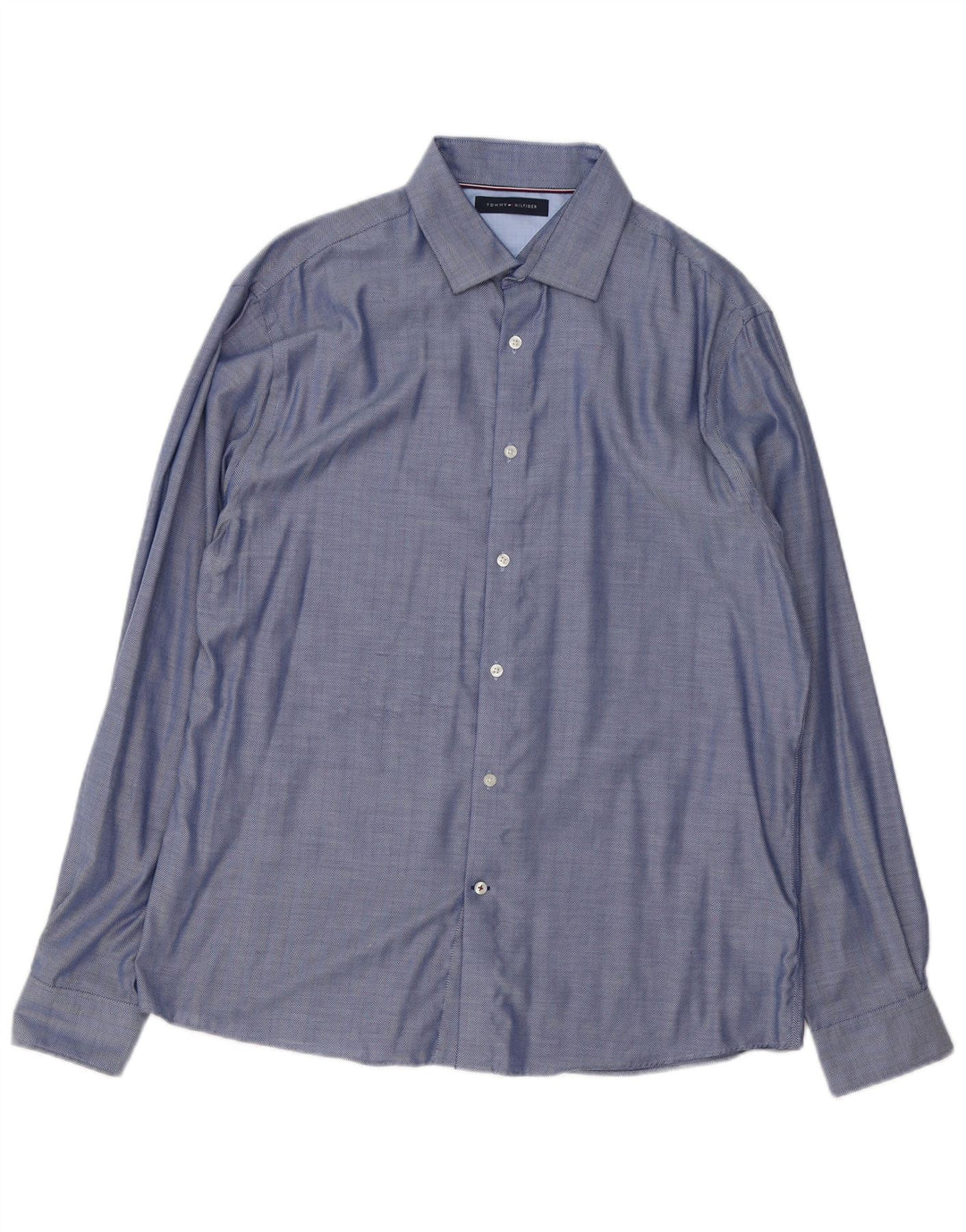 Ανδρικό πουκάμισο Tommy Hilfiger Size 16 1/2 Large Blue από βαμβακερό ψαροκόκκαλο