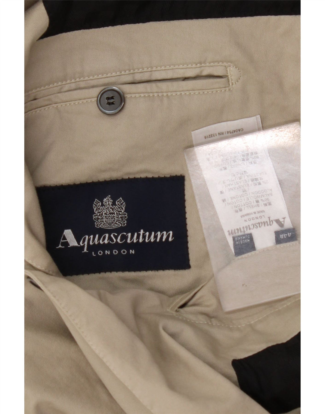 AQUASCUTUM Ανδρικό σακάκι 2 κουμπιών UK 44 2XL Μπεζ βαμβακερό