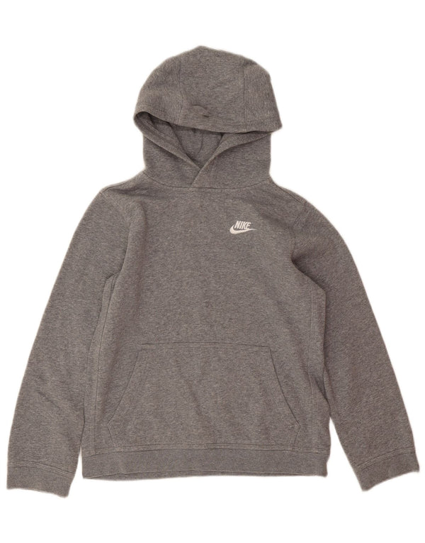 Nike Boys Hoodie Jumper 12-13 Years Large Grey Flecked Cotton