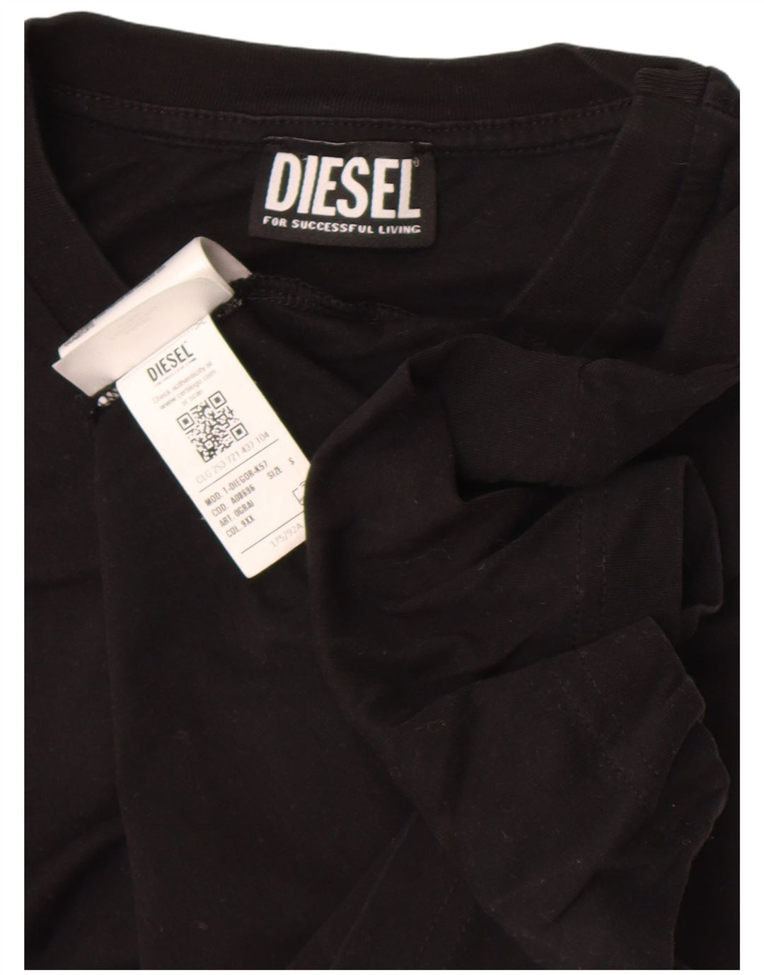 Diesel Ανδρικό γραφικό T-Shirt Top Μικρό μαύρο βαμβακερό