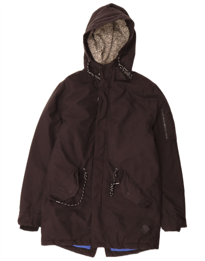 Jack & Jones Ανδρικό μπουφάν Parka με κουκούλα UK 34 XS μαύρο πολυεστέρα