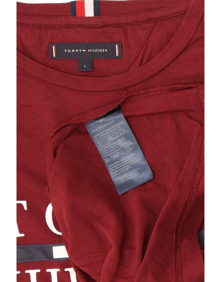 Tommy Hilfiger Ανδρικό γραφικό τοπ μακρυμάνικο μεγάλο βαμβακερό μπορντό