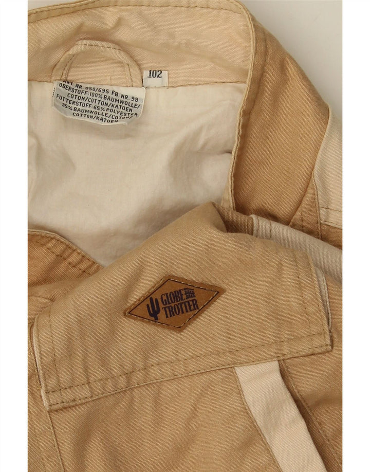 GLOBE TROTTER Mens Bomber Jacket UK 40 Large Beige Colourblock Cotton Vintage Globe Trotter and Second-Hand Globe Trotter from Messina Hembry 