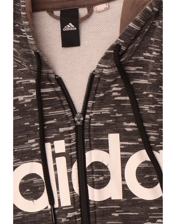 Ανδρικό πουλόβερ με κουκούλα με φερμουάρ ADIDAS με μεσαίο γκρι φλιτζάνι