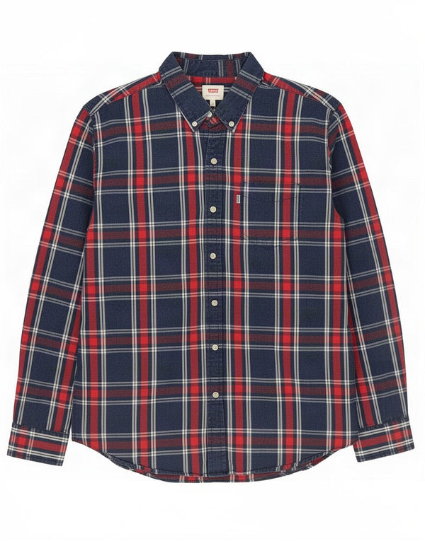 Ανδρικό πουκάμισο Levi's Large Navy Blue Check Cotton