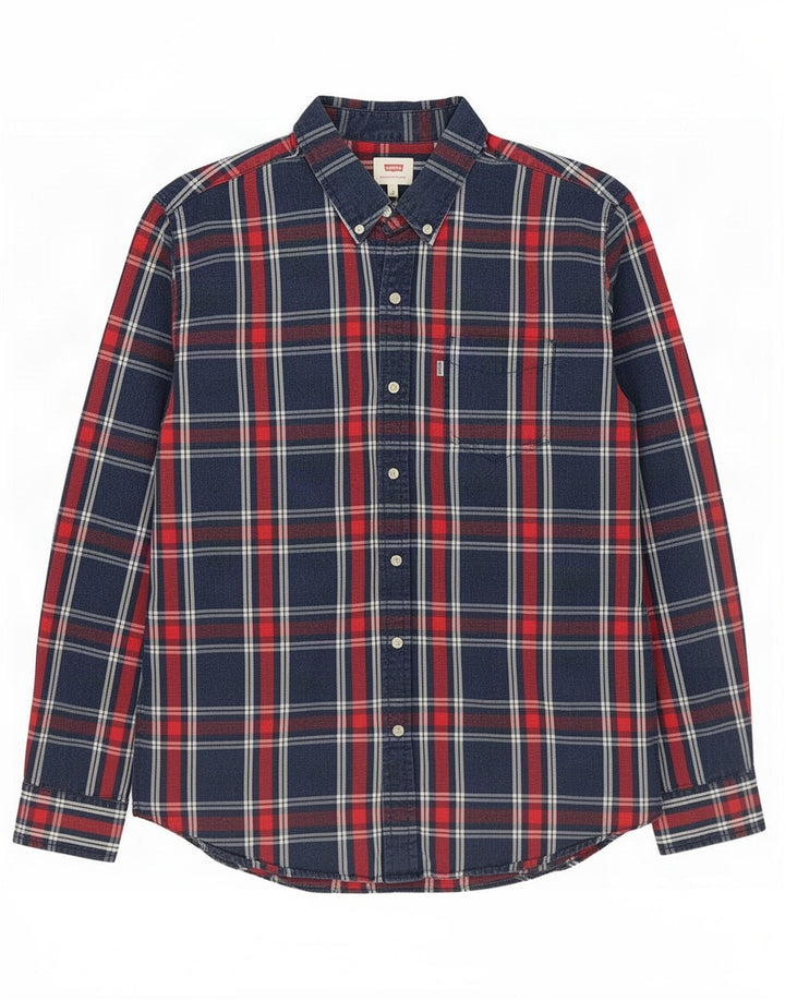 Ανδρικό πουκάμισο Levi's Large Navy Blue Check Cotton