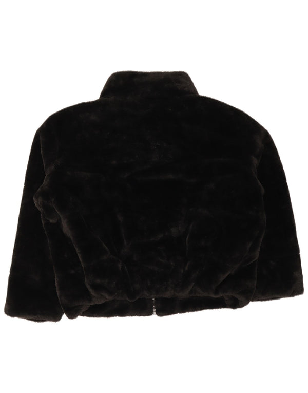 Zara Γυναικείο Μπουφάν από Faux Fur UK 16 Large Black Polyester