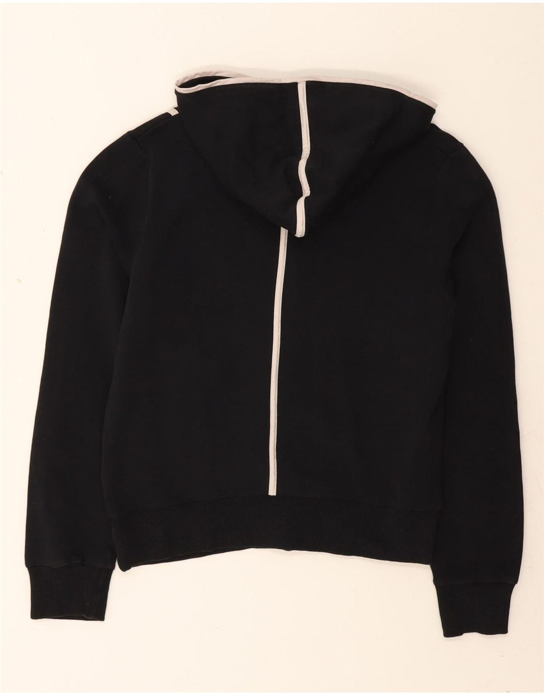 ELLESSE Womens Zip Hoodie Sweater UK 14 Medium Black Cotton