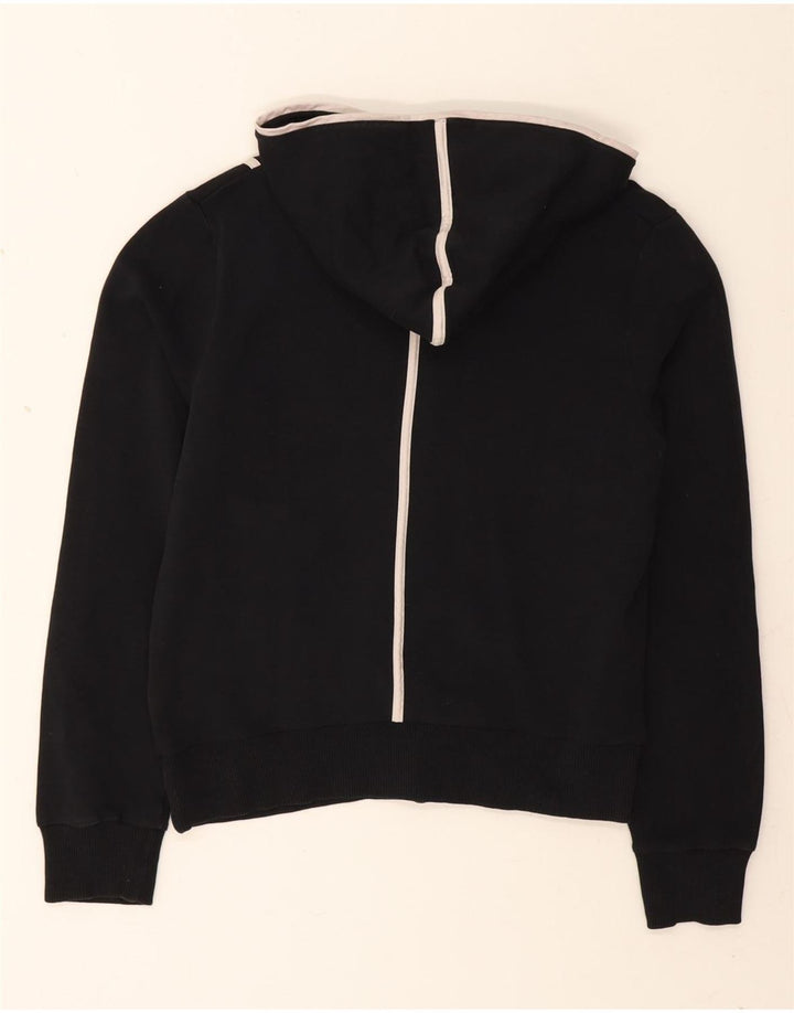 ELLESSE Womens Zip Hoodie Sweater UK 14 Medium Black Cotton