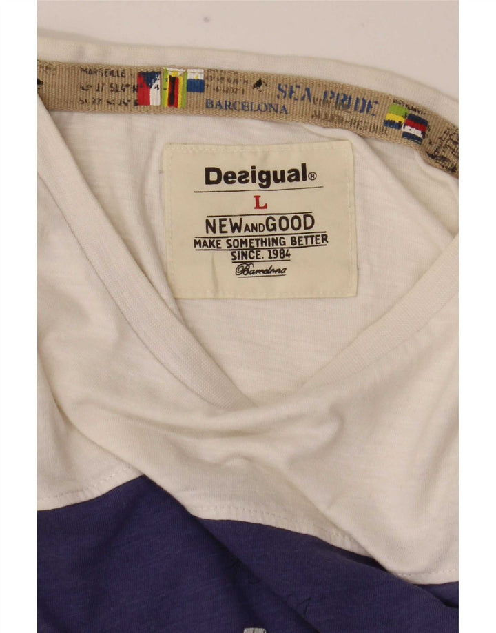Ανδρικό γραφικό T-Shirt Desigual Top Large White Colourblock