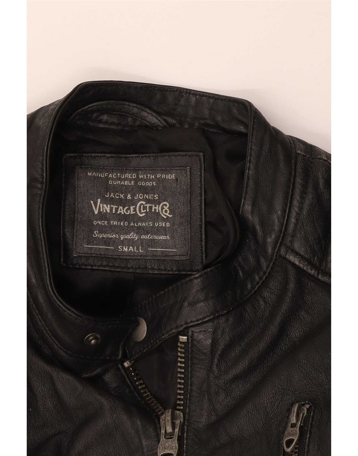 Jack & Jones Ανδρικό Δερμάτινο Σακάκι Racer UK 36 Small Black