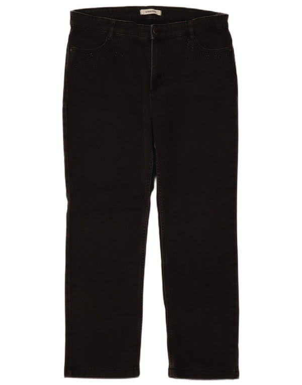 Marks & Spencer Γυναικεία ίσια τζιν UK 16 μεγάλα W36 L28 μαύρο βαμβακερό