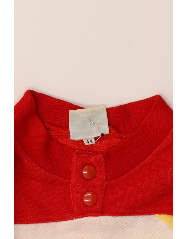 Vintage γυναικείο φούτερ με κουμπιά Jumper IT 44 Medium White Colourblock