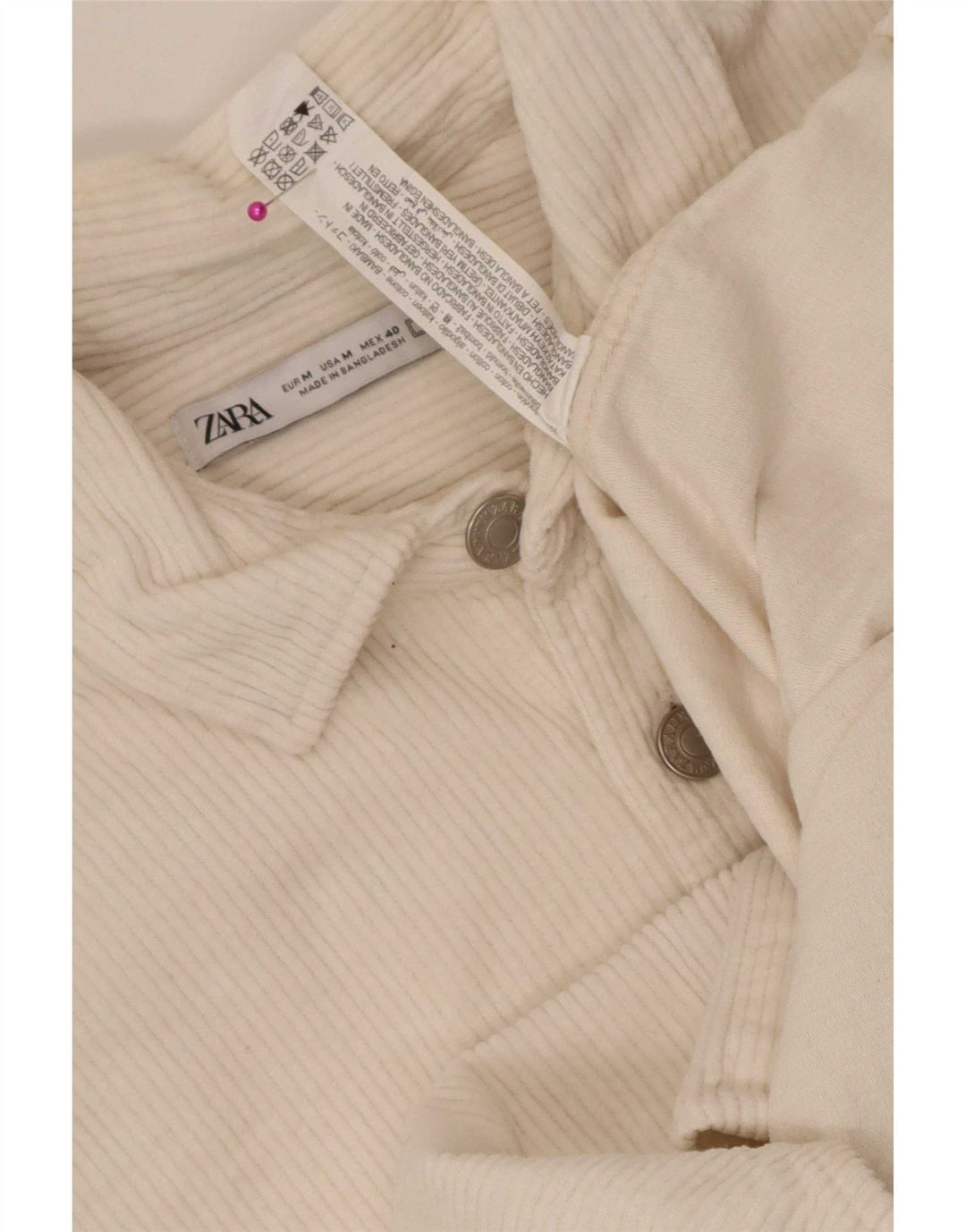 Ανδρικό κοτλέ πουκάμισο Zara, μεσαίο λευκό βαμβακερό