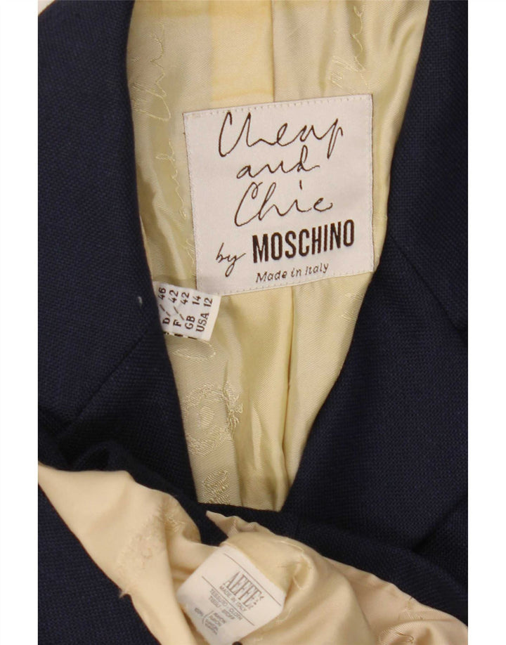 Moschino Γυναικείο κοντομάνικο σακάκι UK 14 με κουμπιά μπλε ναυτικό