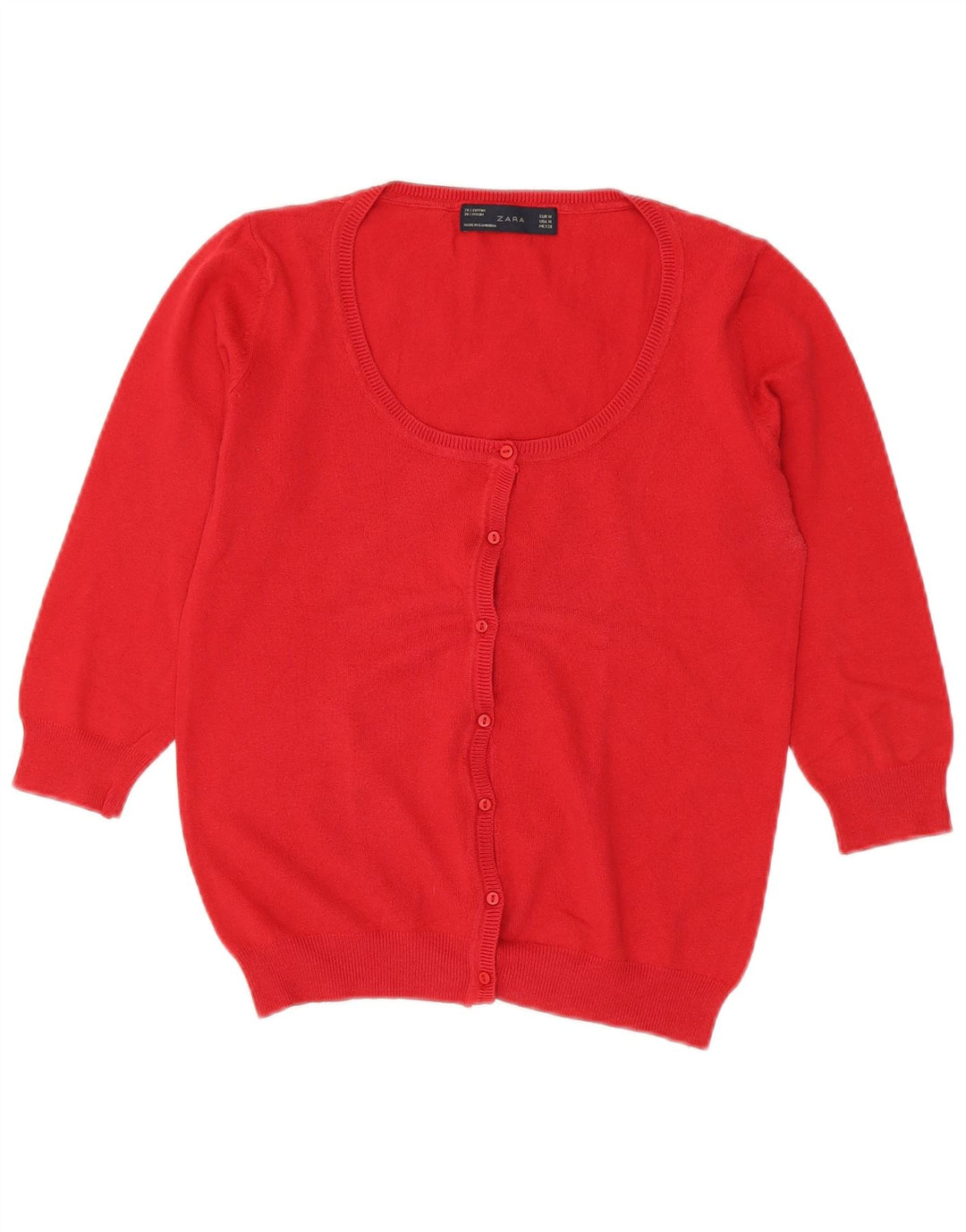Zara Γυναικείο πουλόβερ ζακέτα 3/4 μανίκι UK 12 Medium Red