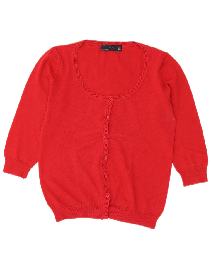 Zara Γυναικείο πουλόβερ ζακέτα 3/4 μανίκι UK 12 Medium Red
