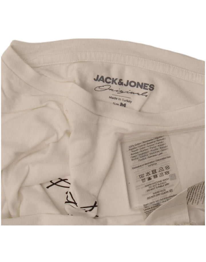 Jack & Jones Ανδρικό γραφικό μπλουζάκι μακρυμάνικο μεσαίο λευκό βαμβακερό