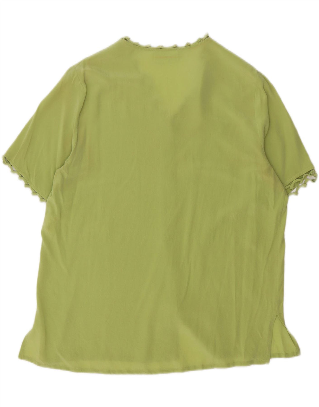 VINTAGE Womens Blouse Top IT 46 Large Green Silk
