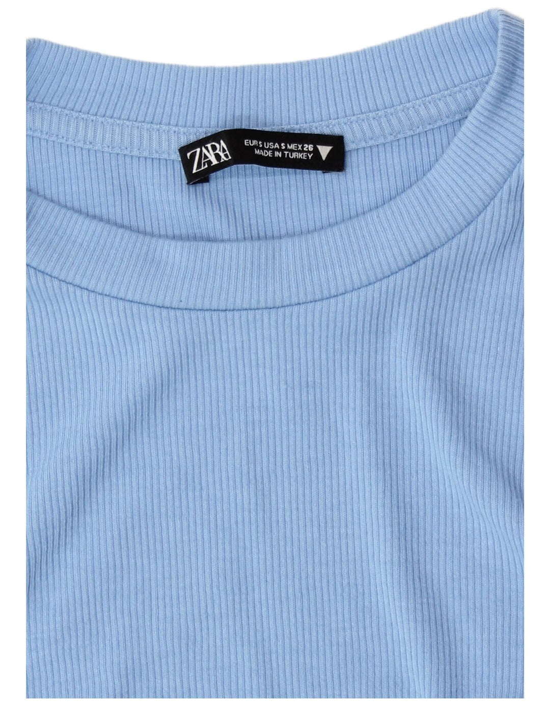 Γυναικεία Zara Crop μακρυμάνικη μπλούζα τοπ UK 8 Small Blue Polyester