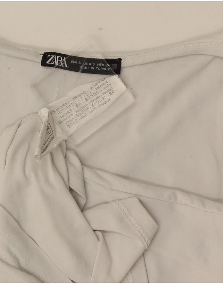 Zara Γυναικείο Γιλέκο Τοπ UK 8 Μικρό Λευκό Πολυαμίδιο