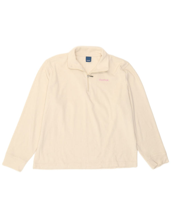 Reebok γυναικείο φερμουάρ Fleece Jumper UK 18 XL Λευκός Πολυεστέρας