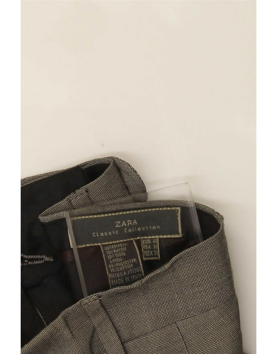 Zara Ανδρικό παντελόνι με καρφίτσα EU 40 Medium W31 L30 Grey Check Rayon