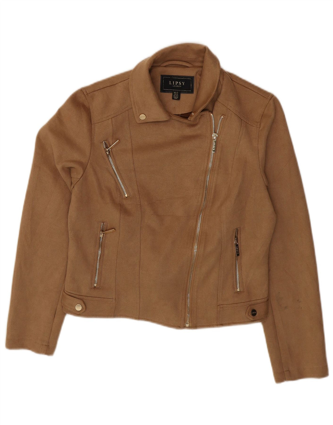 Lipsy Γυναικείο Crop Bomber Jacket UK 12 Medium Brown Polyester