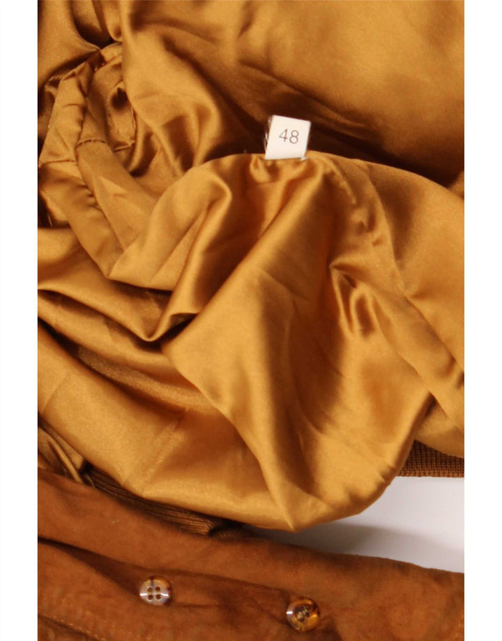 Vintage Ανδρικό Suede Bomber Jacket IT 48 Medium Beige Leather