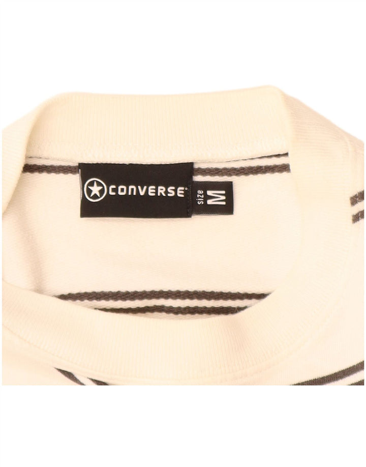 Ανδρικό γραφικό φούτερ CONVERSE Jumper από μεσαίο άσπρο βαμβακερό ριγέ
