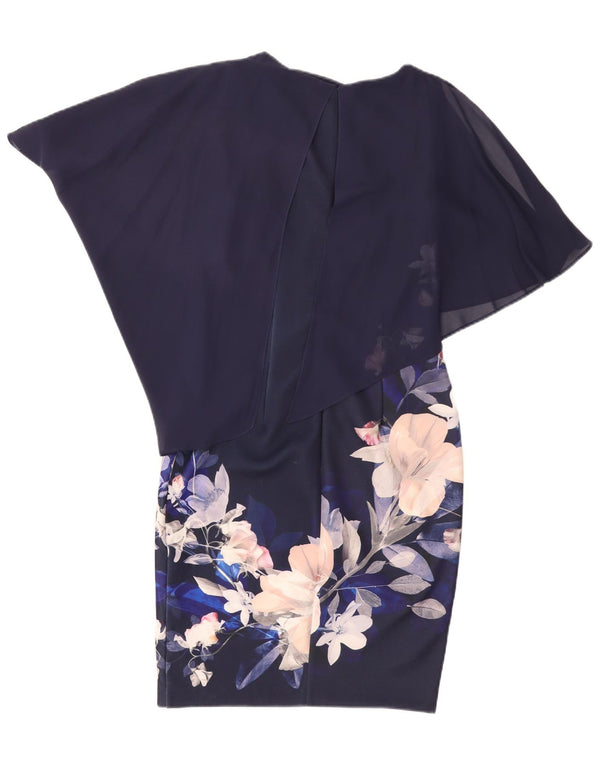Γυναικείο ασύμμετρο φόρεμα με θήκη Coast UK 10 Small Navy Blue Floral Polyester