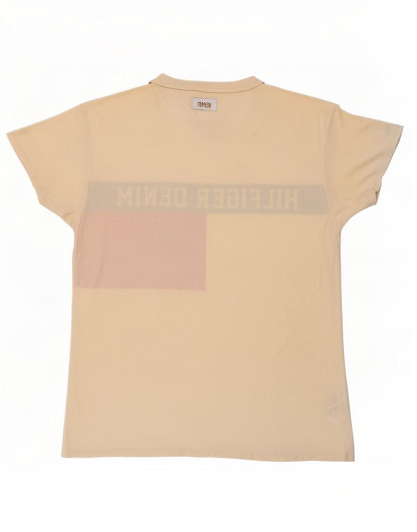 Tommy Hilfiger Mens Graphic T-Shirt Top Medium Beige Colourblock