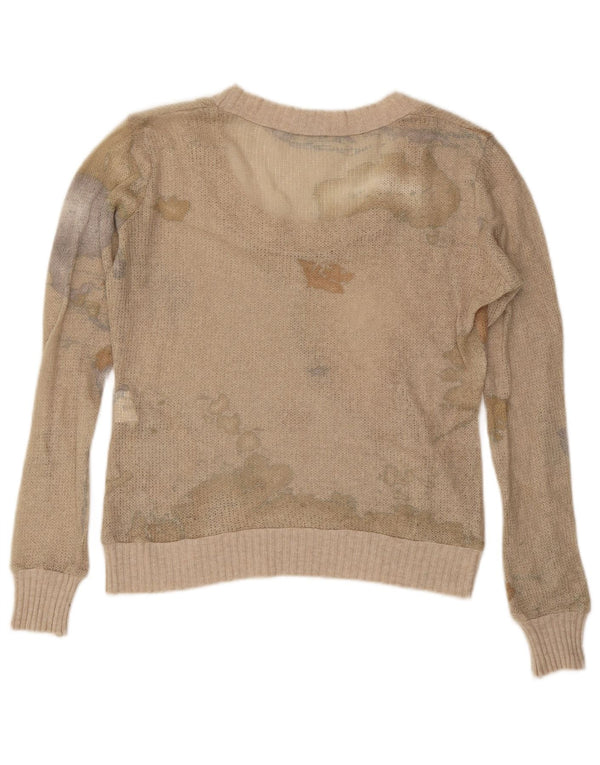 ALVIERO MARTINI Womens Boat Neck Jumper Sweater UK 14 Medium Beige