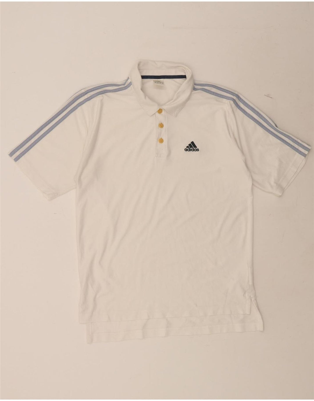 ADIDAS Mens Polo Shirt UK 40/42 Medium White Polyester Vintage Adidas and Second-Hand Adidas from Messina Hembry 