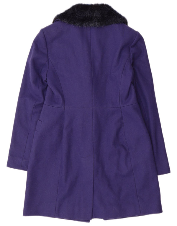 French Connection Γυναικείο Παλτό με διπλό στήθος UK 10 Small Purple Wool