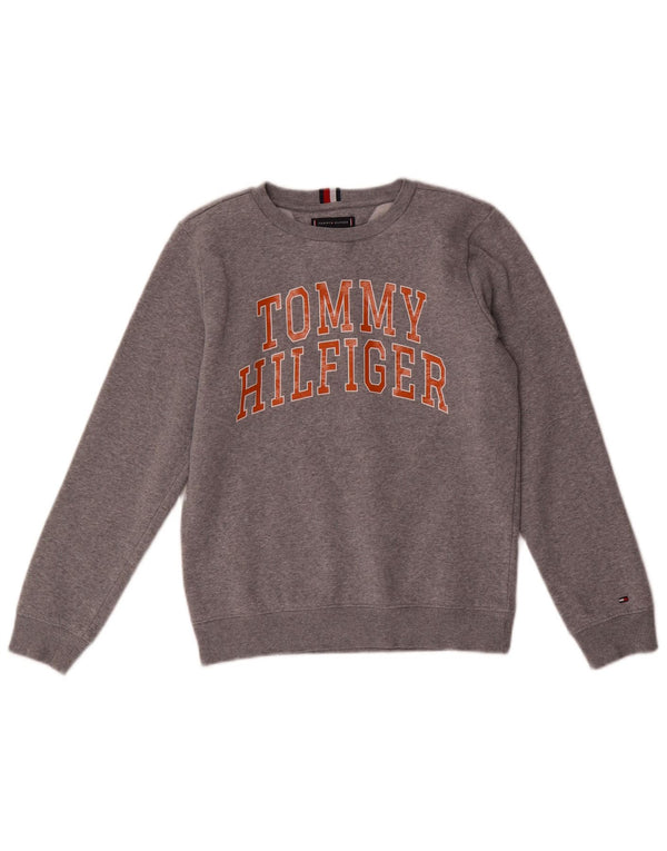 Tommy Hilfiger Boys Graphic Φούτερ Jumper 11-12 ετών Γκρι βαμβακερό