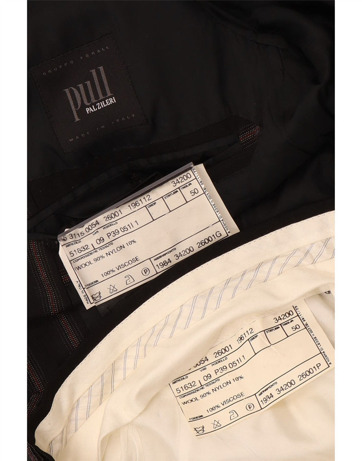 PAL ZILERI Ανδρική φόρμα 3 κουμπιών 2 τεμαχίων IT 50 Large W34 L33 Μαύρο ριγέ