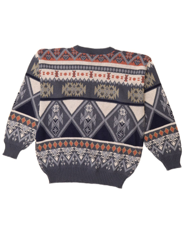 Ανδρικό πουλόβερ VINTAGE Crew Neck Jumper IT 48/50 Medium Navy Blue Fair Isle
