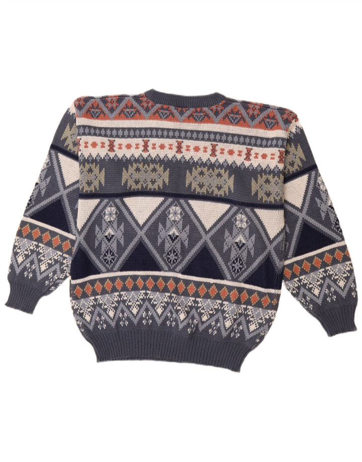 Ανδρικό πουλόβερ VINTAGE Crew Neck Jumper IT 48/50 Medium Navy Blue Fair Isle