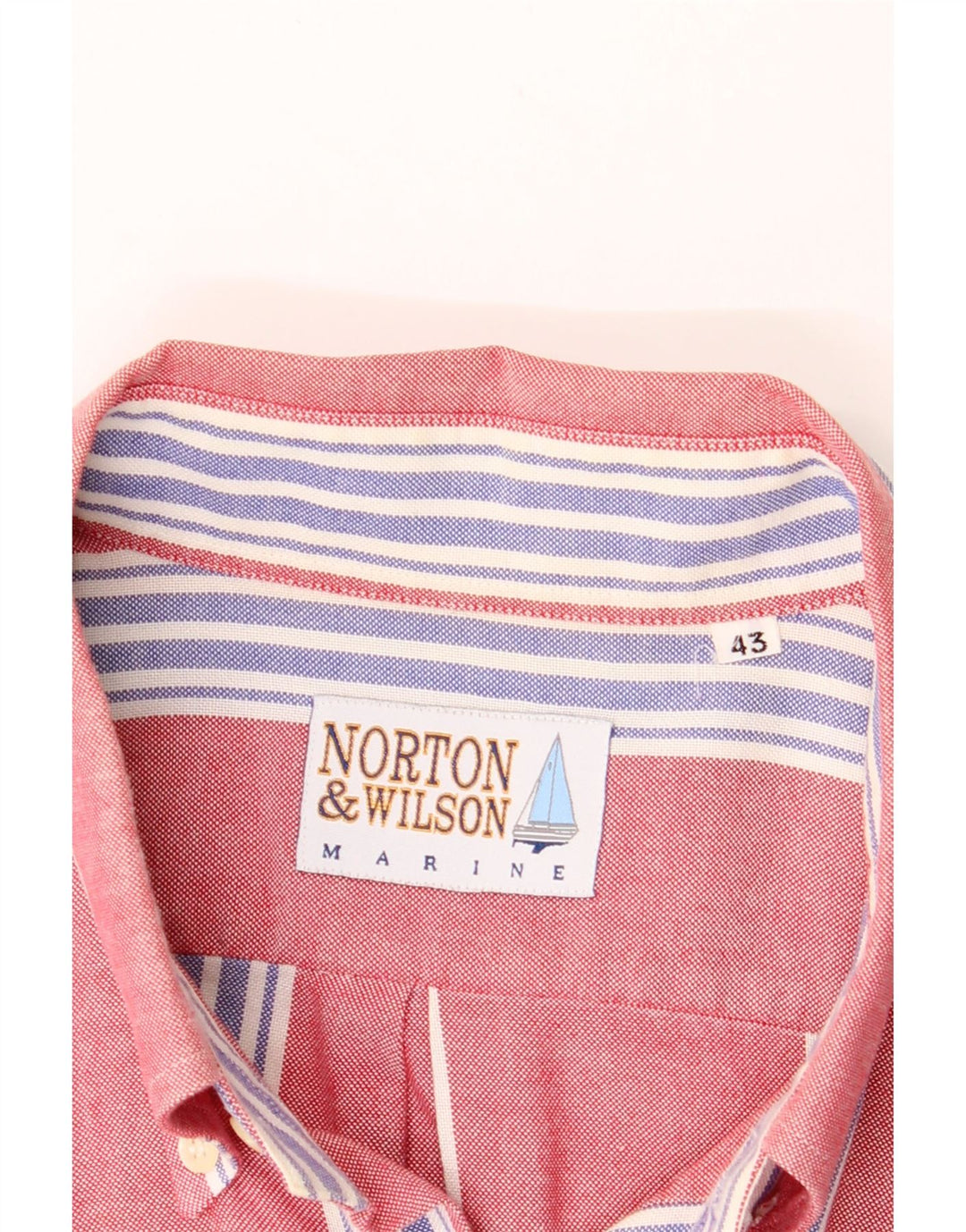 NORTON WILSON Mens Shirt Size 43 Large Red Striped Cotton Vintage Norton Wilson and Second-Hand Norton Wilson from Messina Hembry 