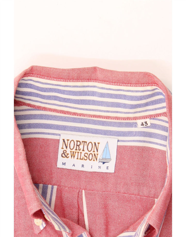 NORTON WILSON Mens Shirt Size 43 Large Red Striped Cotton Vintage Norton Wilson and Second-Hand Norton Wilson from Messina Hembry 