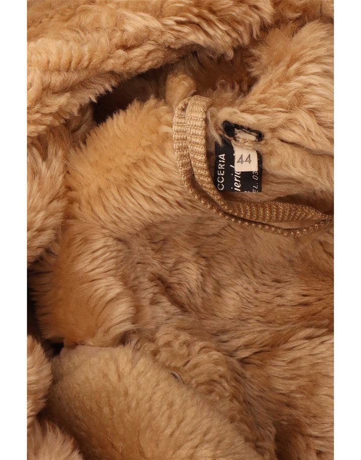 Vintage Γυναικείο Παλτό Shearling IT 44 Medium Beige Leather