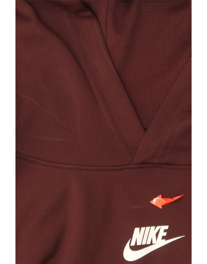 NIKE Boys Graphic Hoodie Jumper 12-13 Years Large Burgundy Colorblock