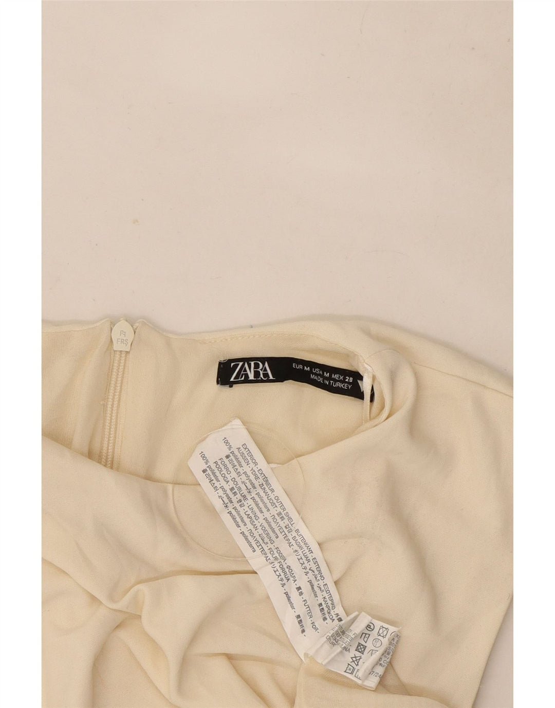 Zara Γυναικείο Αμάνικο Φόρεμα UK 12 Medium Off White Polyester