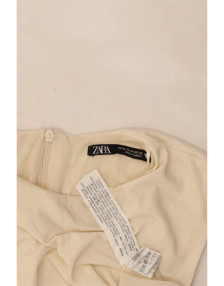 Zara Γυναικείο Αμάνικο Φόρεμα UK 12 Medium Off White Polyester
