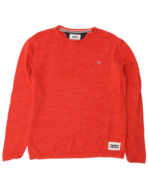 Tommy Hilfiger Γυναικείο πουλόβερ με λαιμόκοψη μεγάλου μεγέθους UK 6 XS κόκκινο βαμβακερό